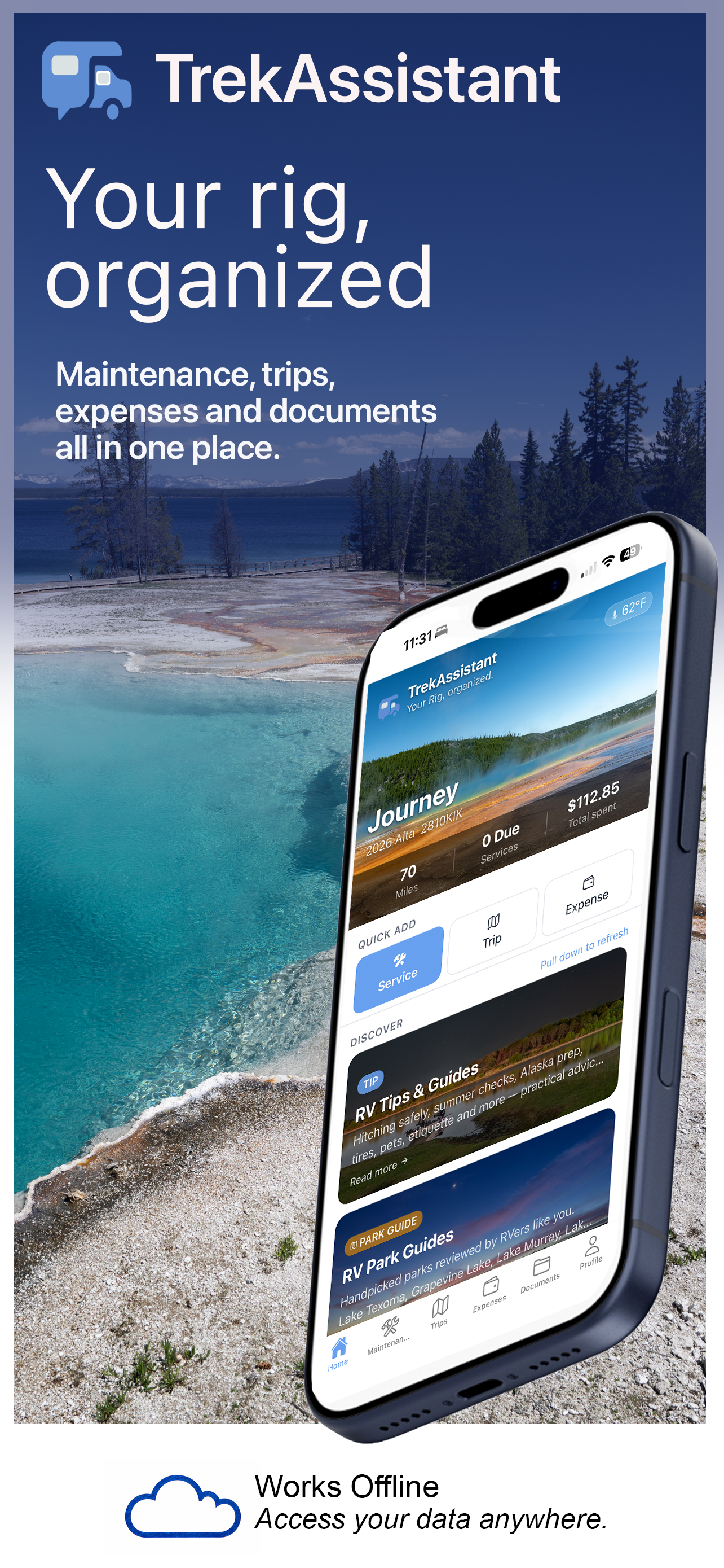 TrekAssistant app — Your Rig, Organized